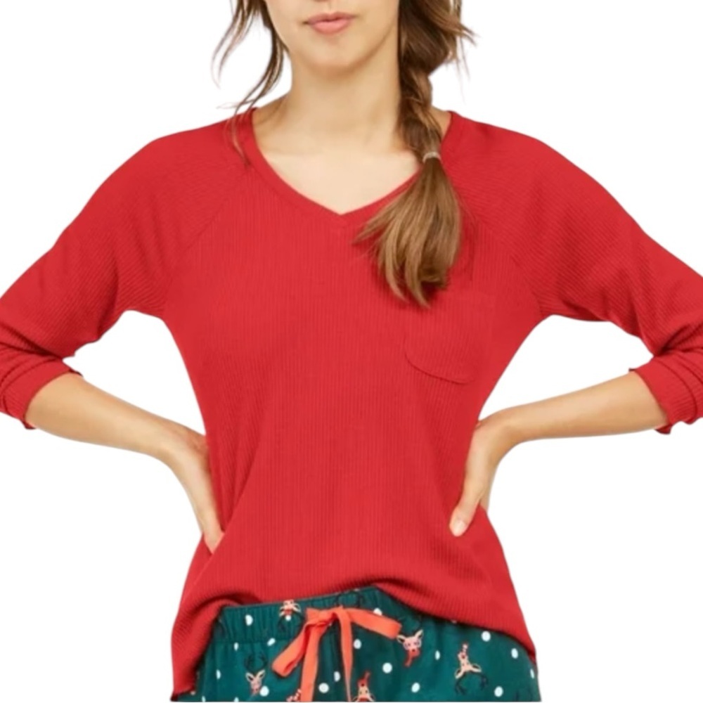 Jenni V-Neck PJ Top Medium NWOT | Red or Pink Long Sleeve Comfy Sleepwear